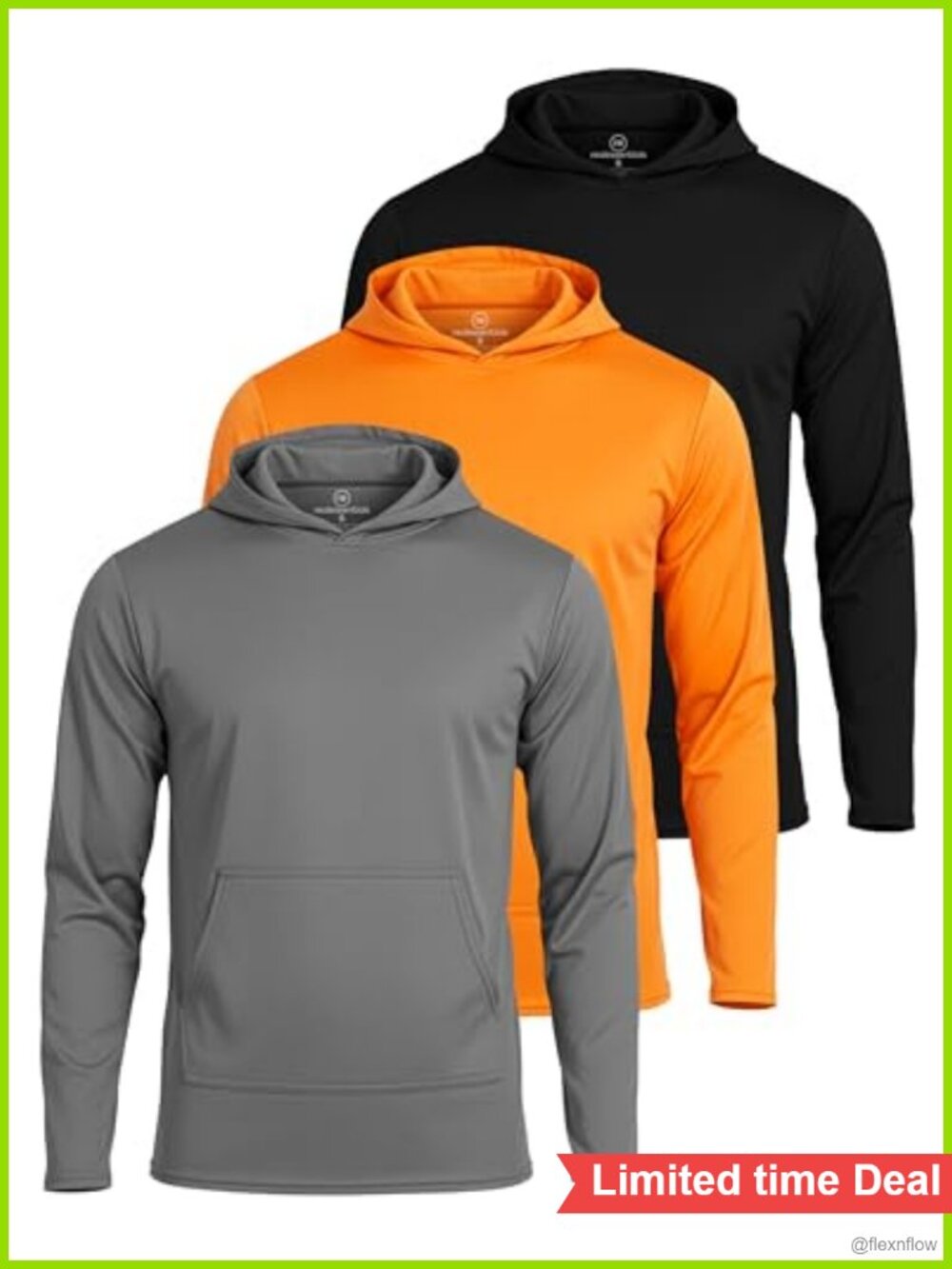 3 Pack Mens Mesh Pullover Hoodies UPF 50 Athletic Gym Workout Fishing